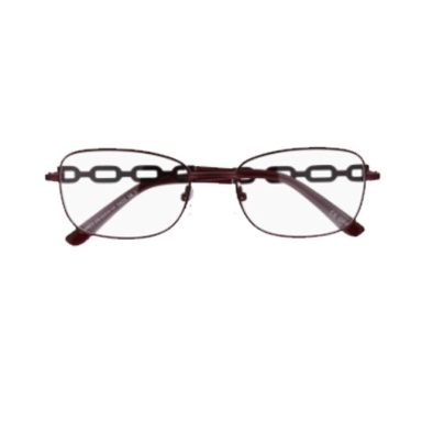 Lunettes femme rectangulaires bordeaux avec motif chaîne, femme, 100 % Santé
