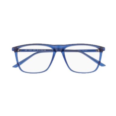 Monture homme rectangle bleu océan translucide – 100 % Santé
