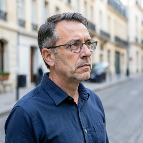 Homme d'âge moyen avec lunettes progressifs