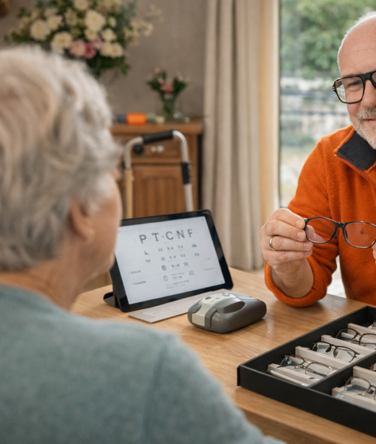 Un opticien de Périgueux qui fait une vente de lunettes à domicile