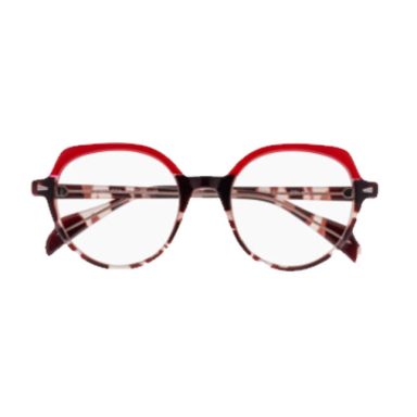 Lunettes femme pantos rouge avec face supérieure écaille claire, éligibles 100 % Santé
