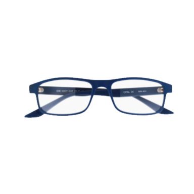 Lunettes rectangulaires bleu cobalt ultralégères, collection 100 % Santé