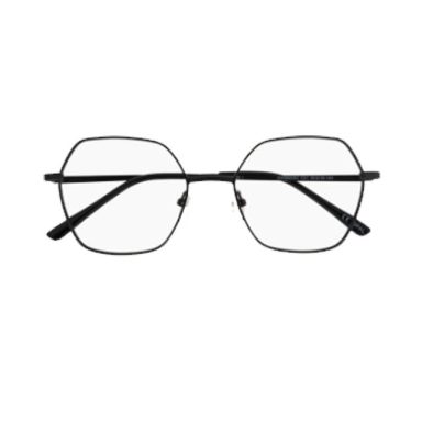 Lunettes femme forme hexagonale en métal noir, 100 % Santé